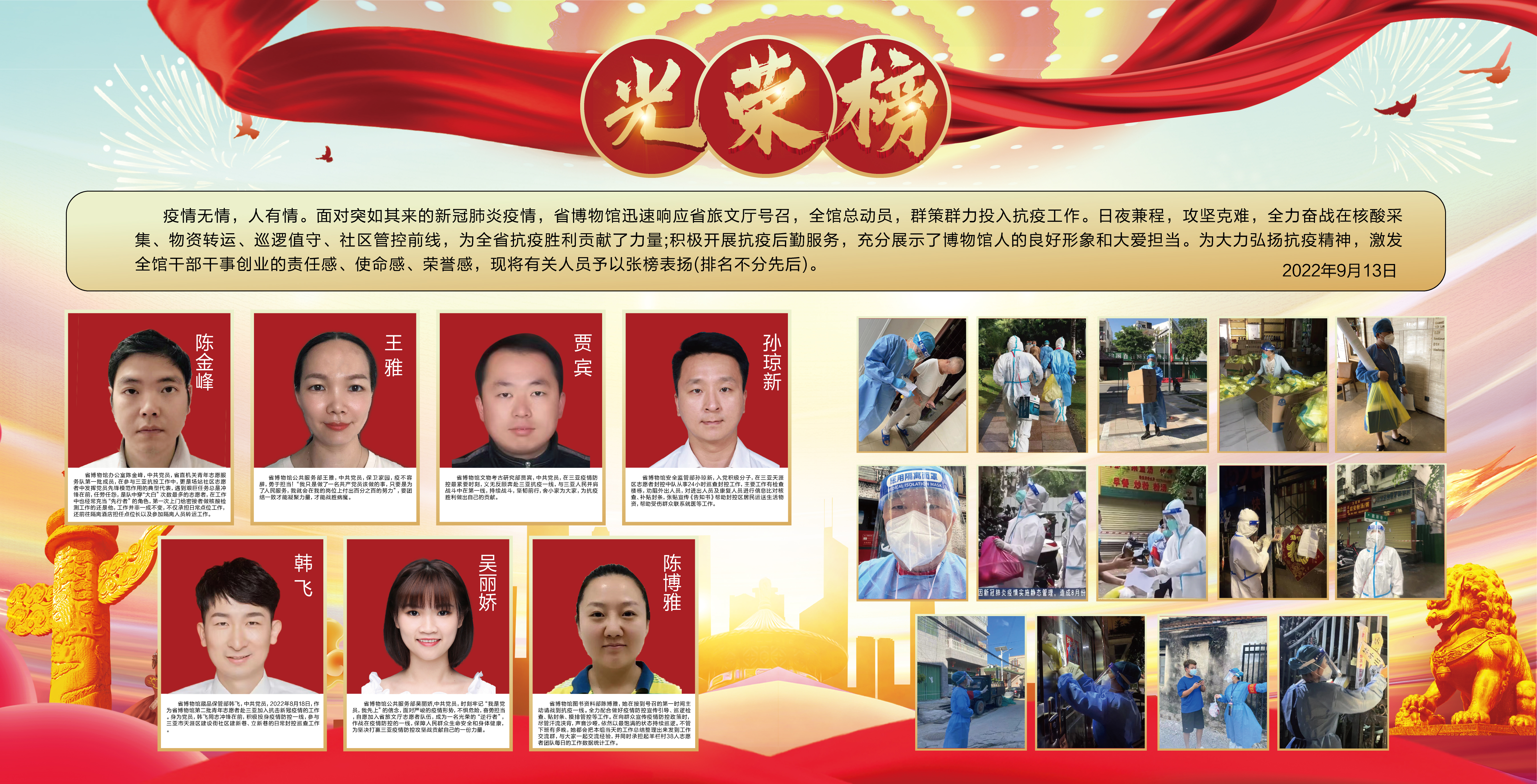 海博咨讯│海南省博物馆对7名参与抗疫志愿工作人员予以张榜表扬